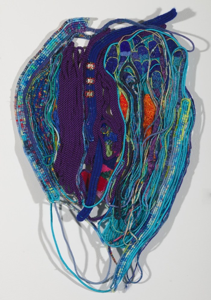 Butterflyte 40x24” Rayon, cotton, wool, silk, beads Tapestry weaving, bead embroidery, coiling, wrapping