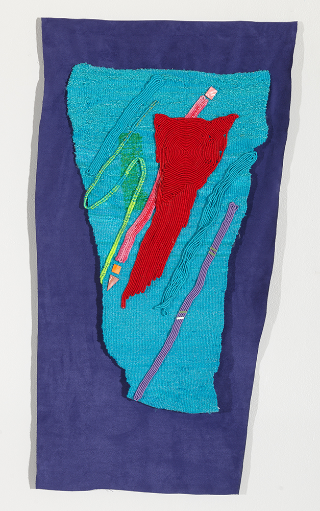 Parchesi II 33.5 x 22” Linen, rayon, cotton, beads Tapestry weaving