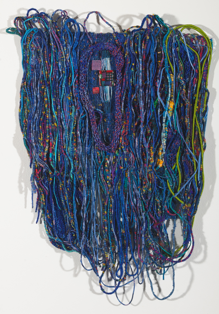 Trade Threads 37x25” Wool, linen, cotton, silk, rayon, nylon, cotton, beads  Tapestry weaving, wrapping, beadwork